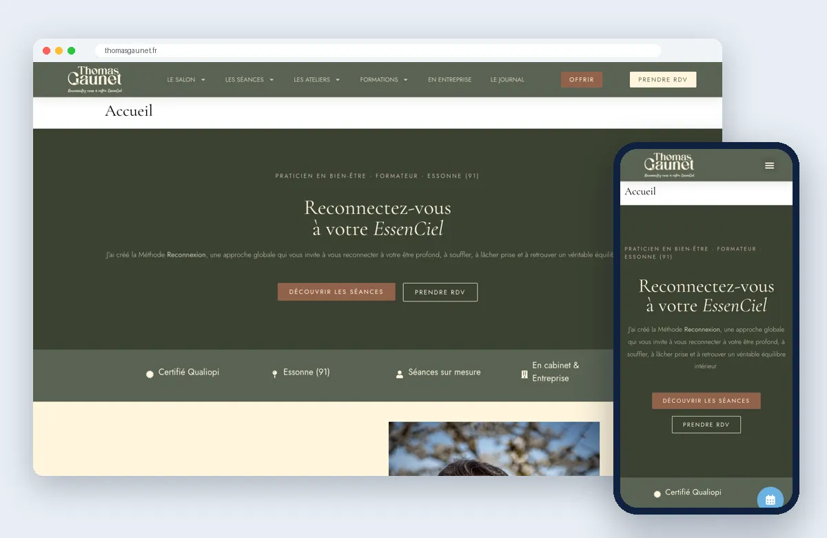 Site Thomas Gaunet affiché sur ordinateur et sur mobile